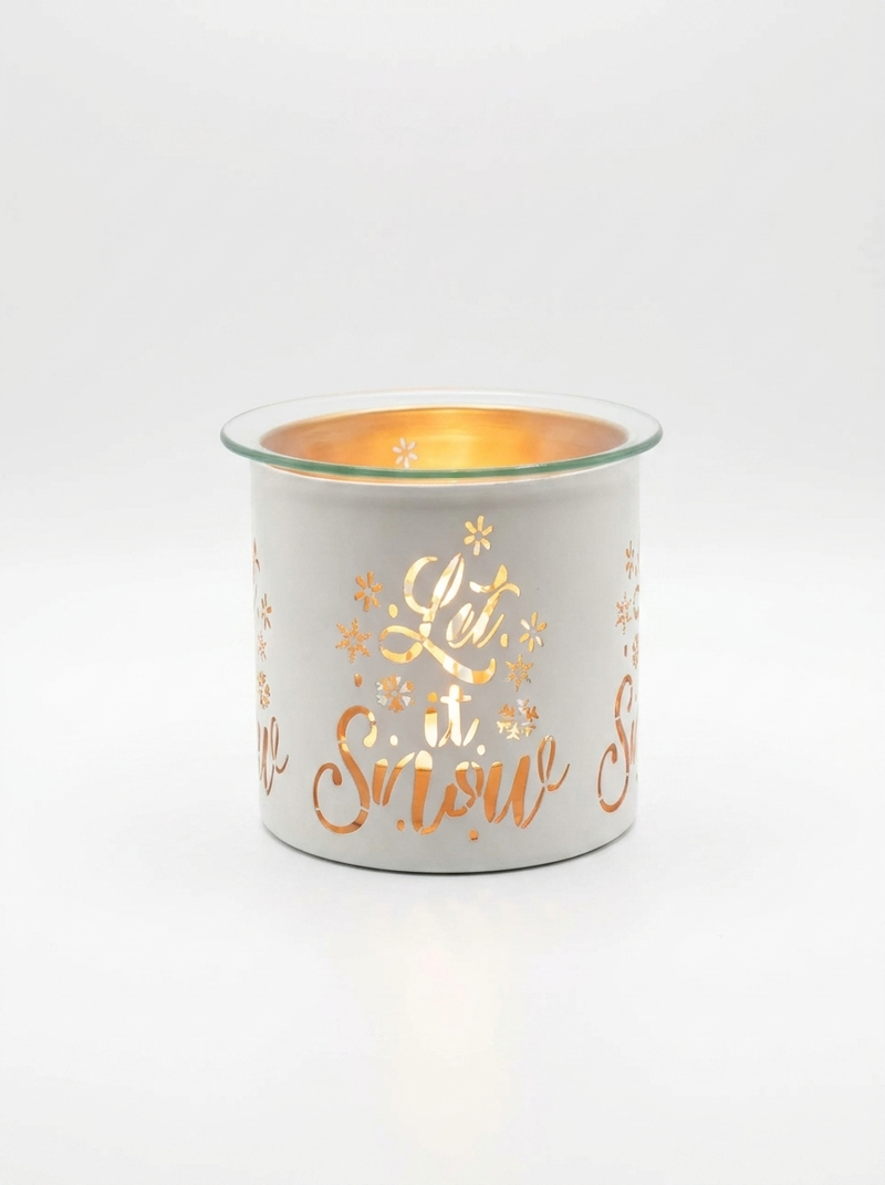 Merry Christmas White  Metal Tealight Burner