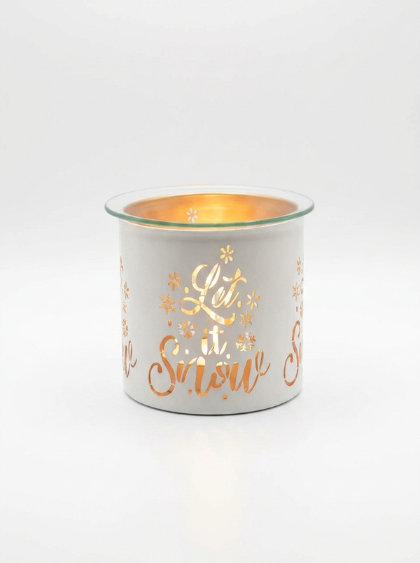 Merry Christmas White  Metal Tealight Burner