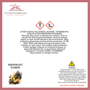 Midnight Ember 50g Snap Bar - safety label, ingredients and warnings