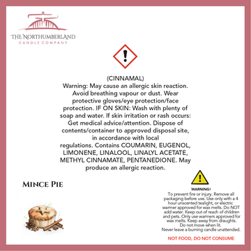 Mince Pie 50g Snap Bar - safety label, ingredients and warnings
