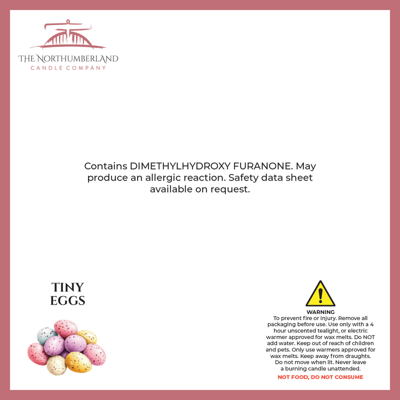 Tiny Eggs 50g Snap Bar - safety label, ingredients and warnings