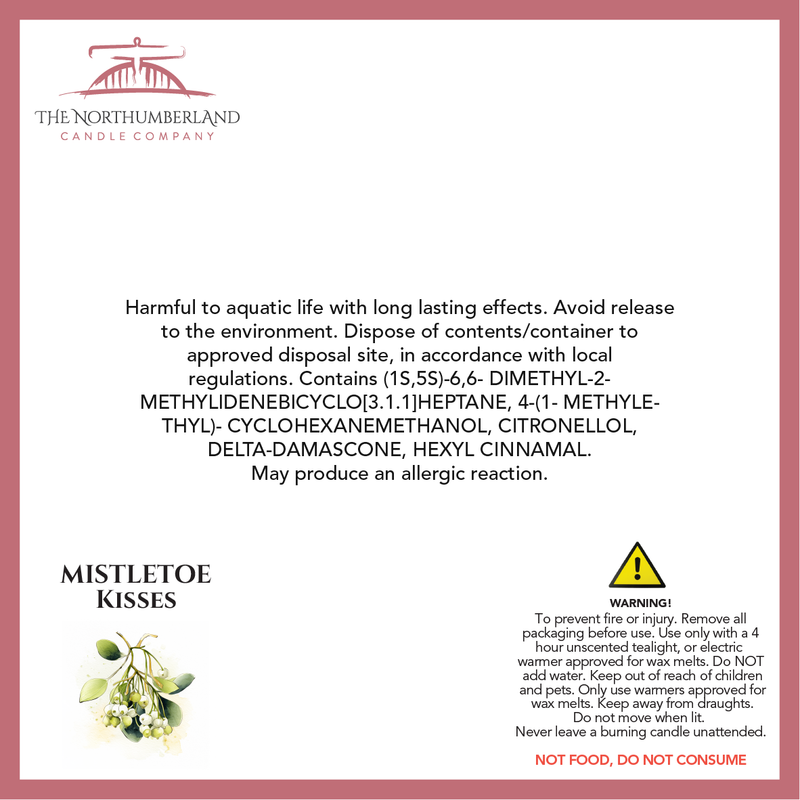 Mistletoe Kisses 50g Snap Bar - safety label, ingredients and warnings