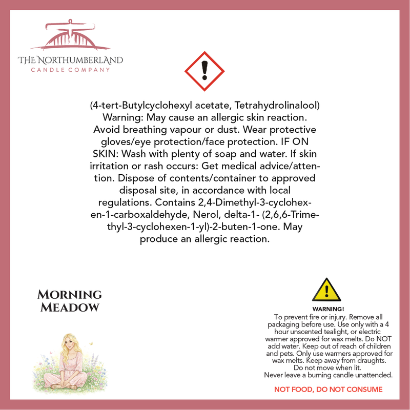 Morning Meadow 50g Snap Bar - safety label, ingredients and warnings