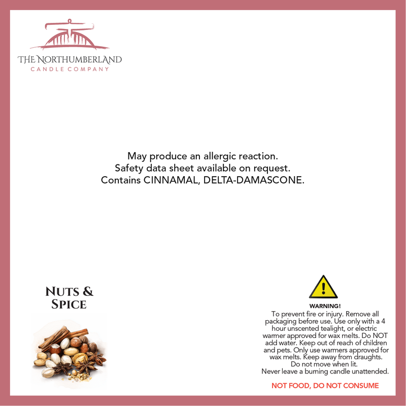 Nuts N Spice 50g Snap Bar - safety label, ingredients and warnings