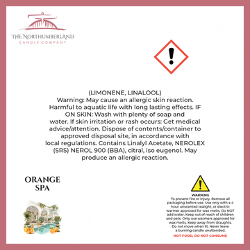 Orange Spa 50g Snap Bar - safety label, ingredients and warnings