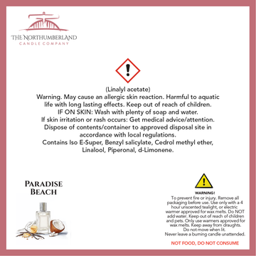 Paradise Beach 50g Snap Bar - safety label, ingredients and warnings
