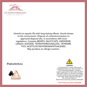 Paradoxal 50g Snap Bar - safety label, ingredients and warnings