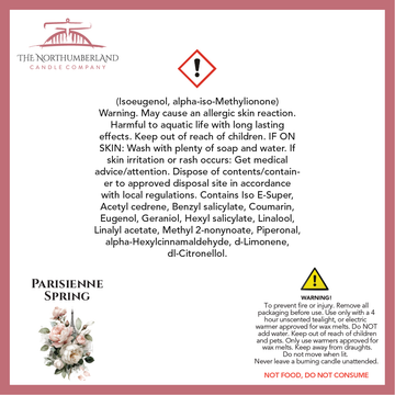 Parisienne Spring 50g Snap Bar - safety label, ingredients and warnings