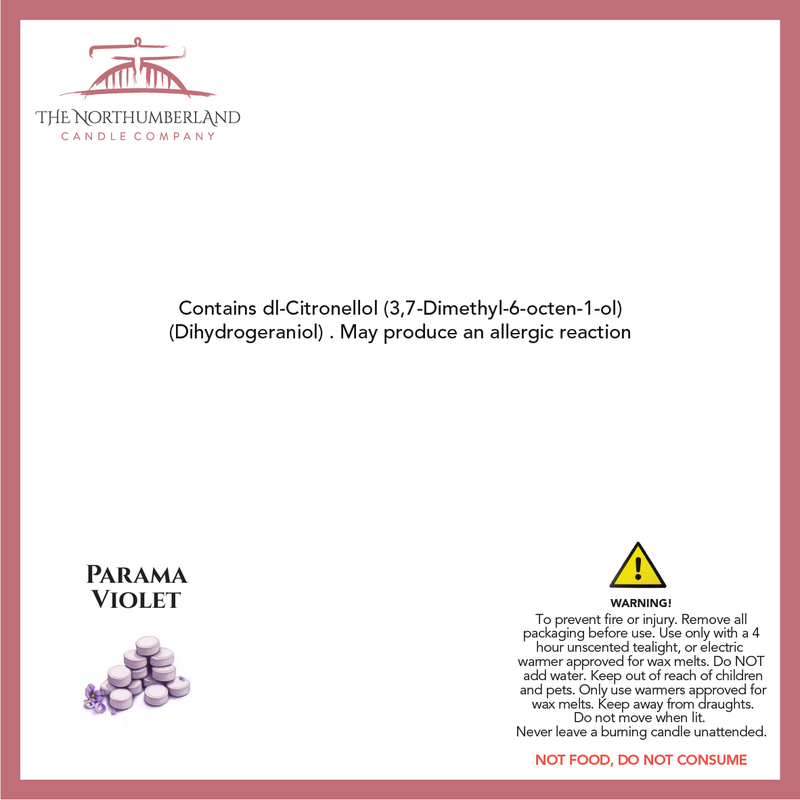 Parma Violets 50g Snap Bar - safety label, ingredients and warnings