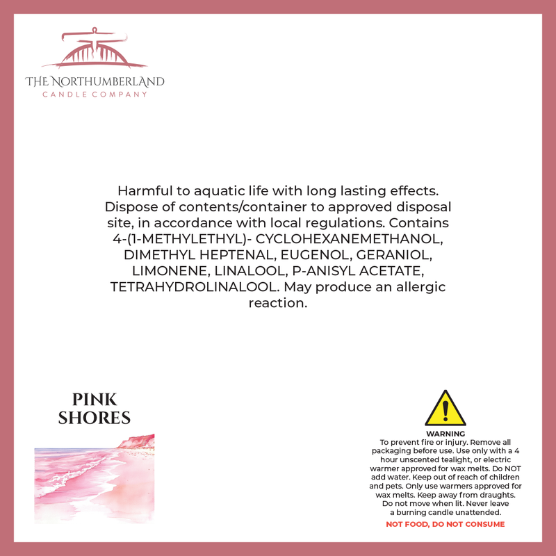 Pink Shores 50g Snap Bar - safety label, ingredients and warnings
