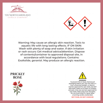 Prickly Rose 50g Snap Bar - safety label, ingredients and warnings