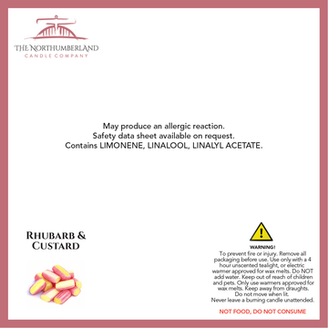 Rhubarb & Custard 50g Snap Bar - safety label, ingredients and warnings