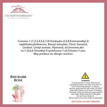 Rhubarb Rose 50g Snap Bar - safety label, ingredients and warnings
