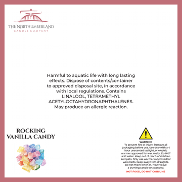 Rocking Vanilla Candy 50g Snap Bar - safety label, ingredients and warnings