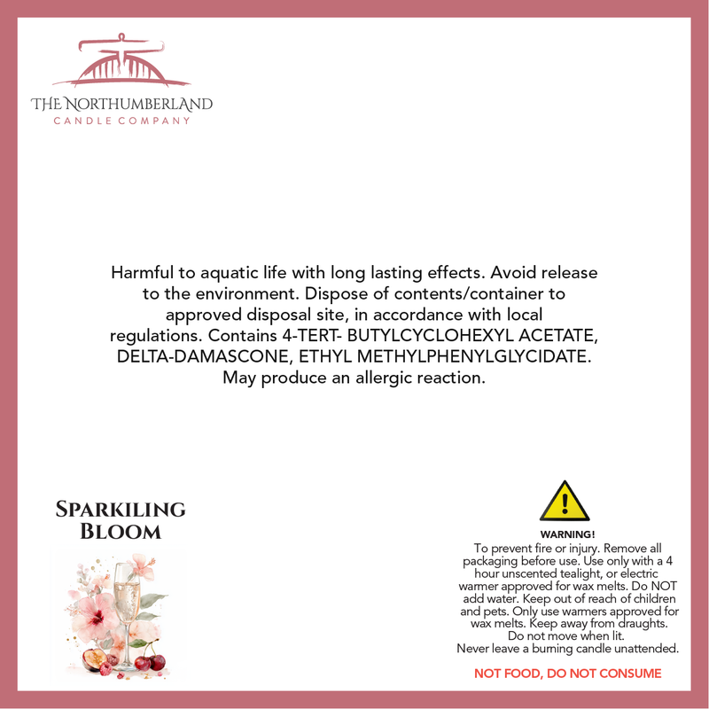 Sparkling Bloom  50g Snap Bar - safety label, ingredients and warnings