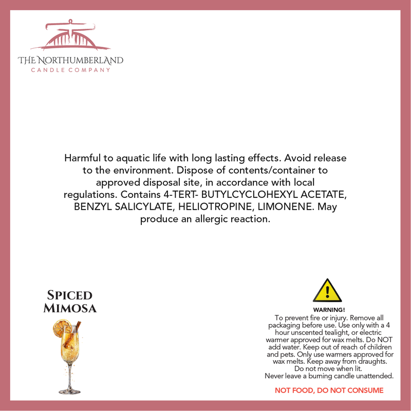 Spiced Mimosa 50g Snap Bar - safety label, ingredients and warnings