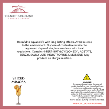 Spiced Mimosa 50g Snap Bar - safety label, ingredients and warnings