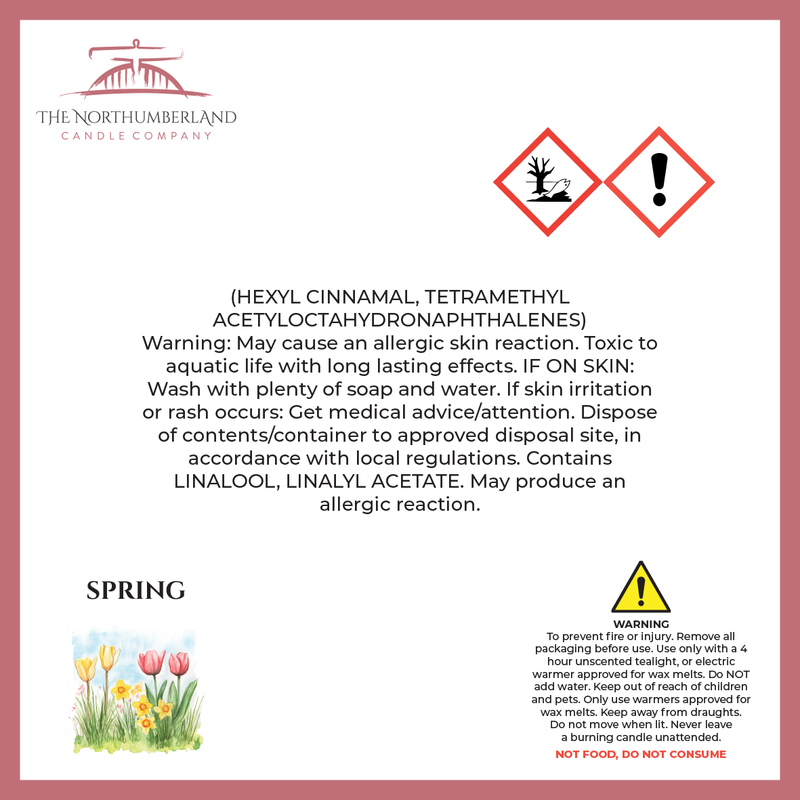 Spring 50g Snap Bar - safety label, ingredients and warnings