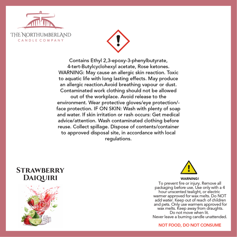 Strawberry Daiquiri 50g Snap Bar - safety label, ingredients and warnings