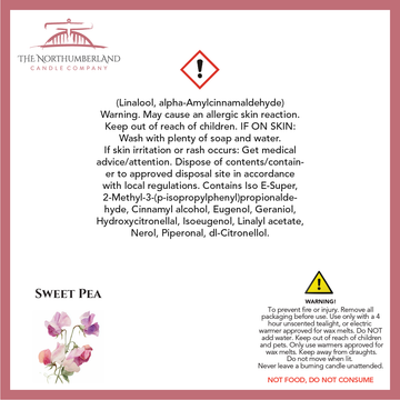 Sweet Pea 50g Snap Bar - safety label, ingredients and warnings