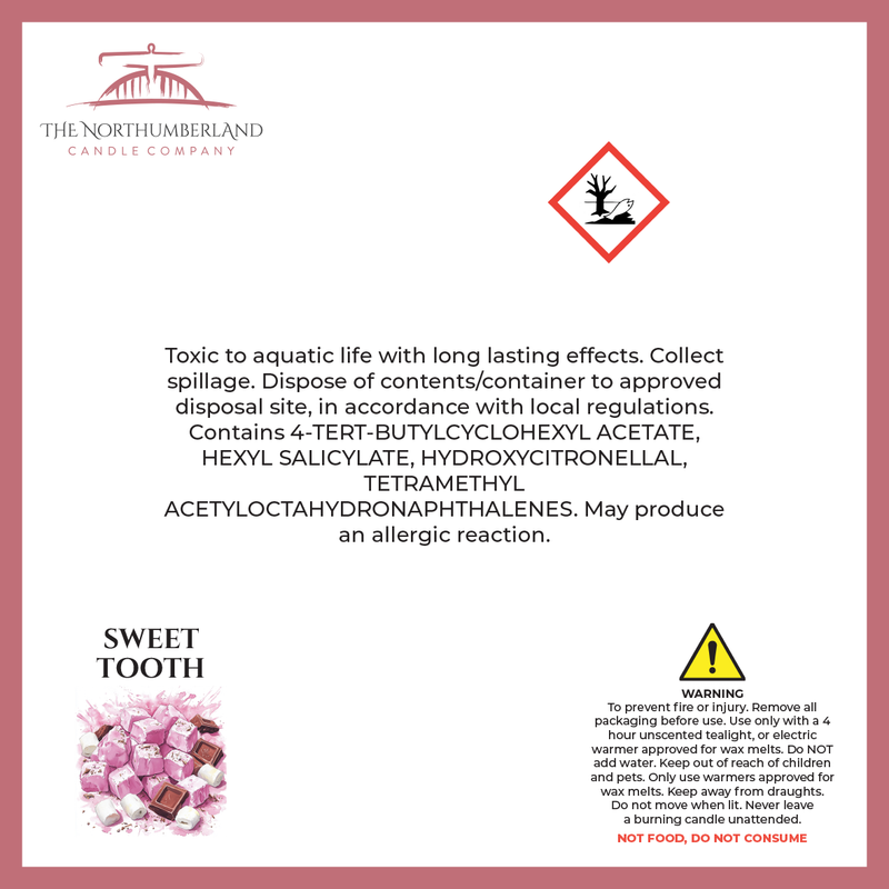 Sweet Tooth 50g Snap Bar - safety label, ingredients and warnings