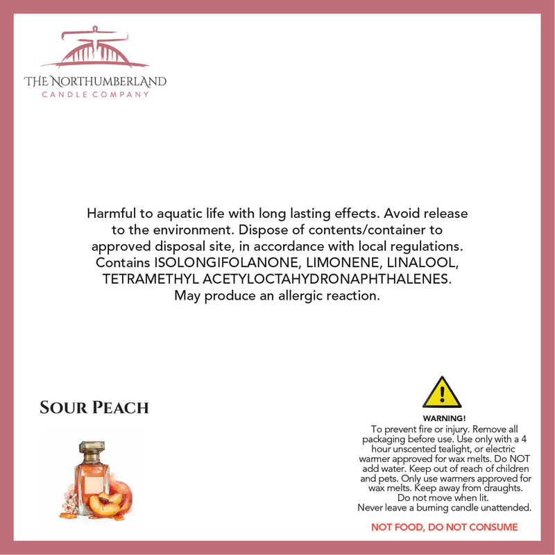Sour Peach 50g Snap Bar - safety label, ingredients and warnings