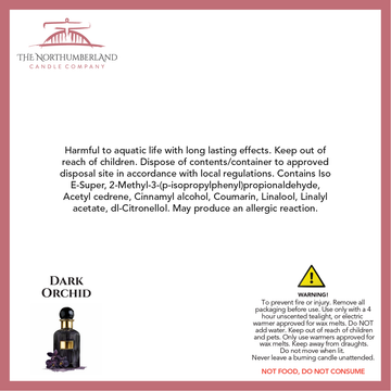 Dark Orchid 50g Snap Bar - safety label, ingredients and warnings