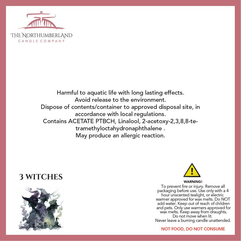 3 Witches 50g Snap Bar - safety label, ingredients and warnings