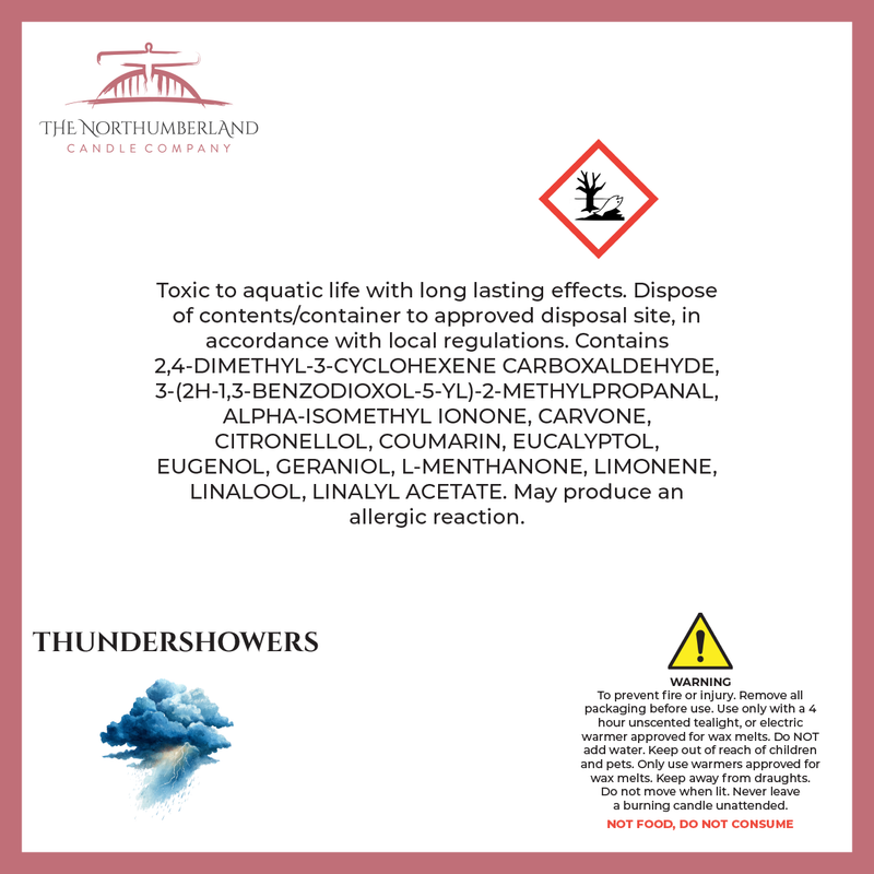 Thundershowerrs 50g Snap Bar - safety label, ingredients and warnings