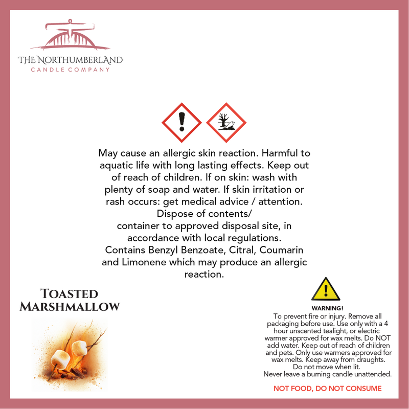 Toasted Marshmallow 50g Snap Bar - safety label, ingredients and warnings