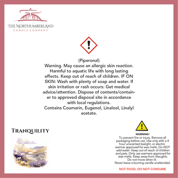 Tranquillity 50g Snap Bar - safety label, ingredients and warnings