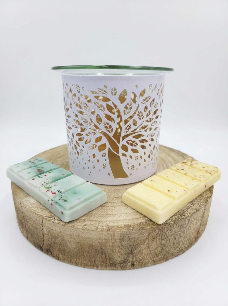 Tree Of Life White Metal Tealight Burner