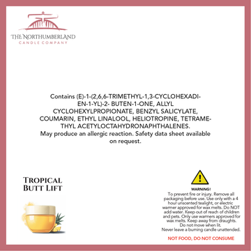 Tropical Butt Lift 50g Snap Bar - safety label, ingredients and warnings
