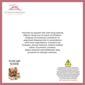 Tuscan Suede 50g Snap Bar - safety label, ingredients and warnings