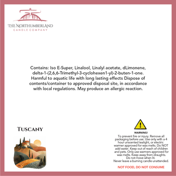 Tuscany 50g Snap Bar - safety label, ingredients and warnings