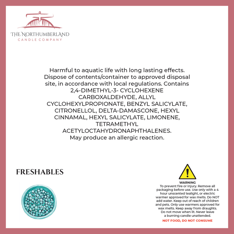 Freshables 50g Snap Bar - safety label, ingredients and warnings