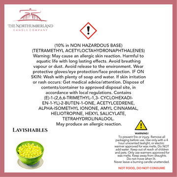 Lavishables 50g Snap Bar - safety label, ingredients and warnings