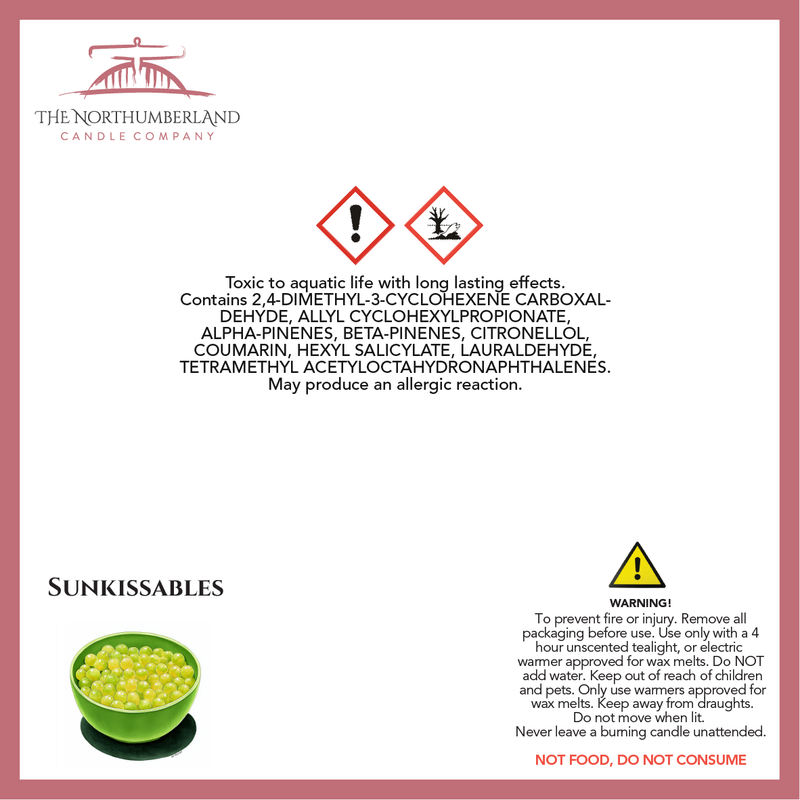 Sunkissables 50g Snap Bar - safety label, ingredients and warnings