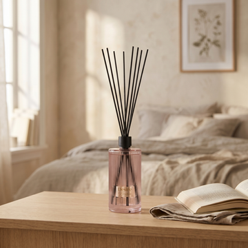 Velvet Rose & Oud reed diffuser - Scandi bedroom lifestyle