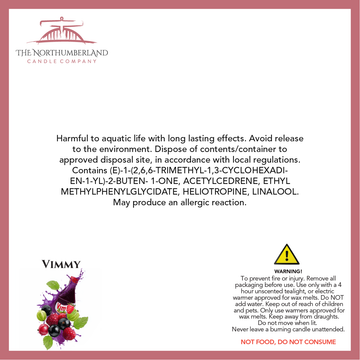 Vimmy 50g Snap Bar - safety label, ingredients and warnings