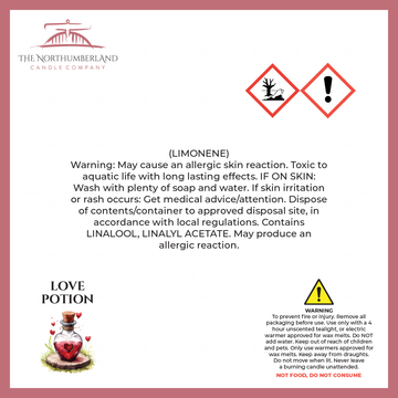 Love Potion 50g Snap Bar - safety label, ingredients and warnings