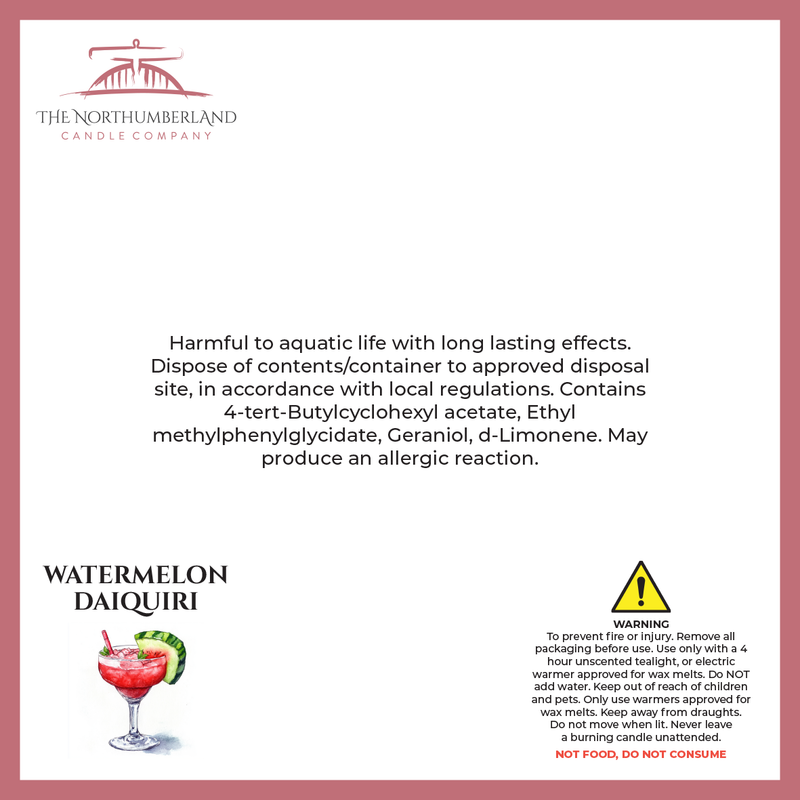 Watermelon Daiquiri 50g Snap Bar - safety label, ingredients and warnings