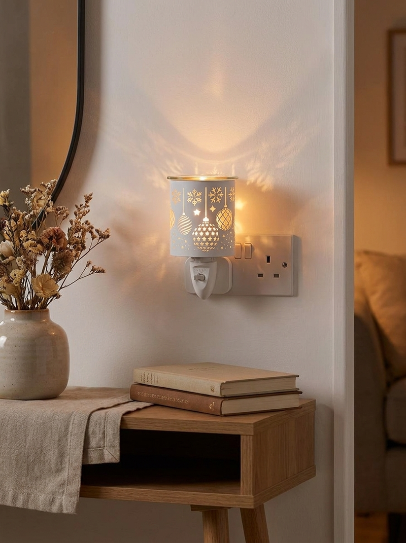 White Baubles Plug In Burner