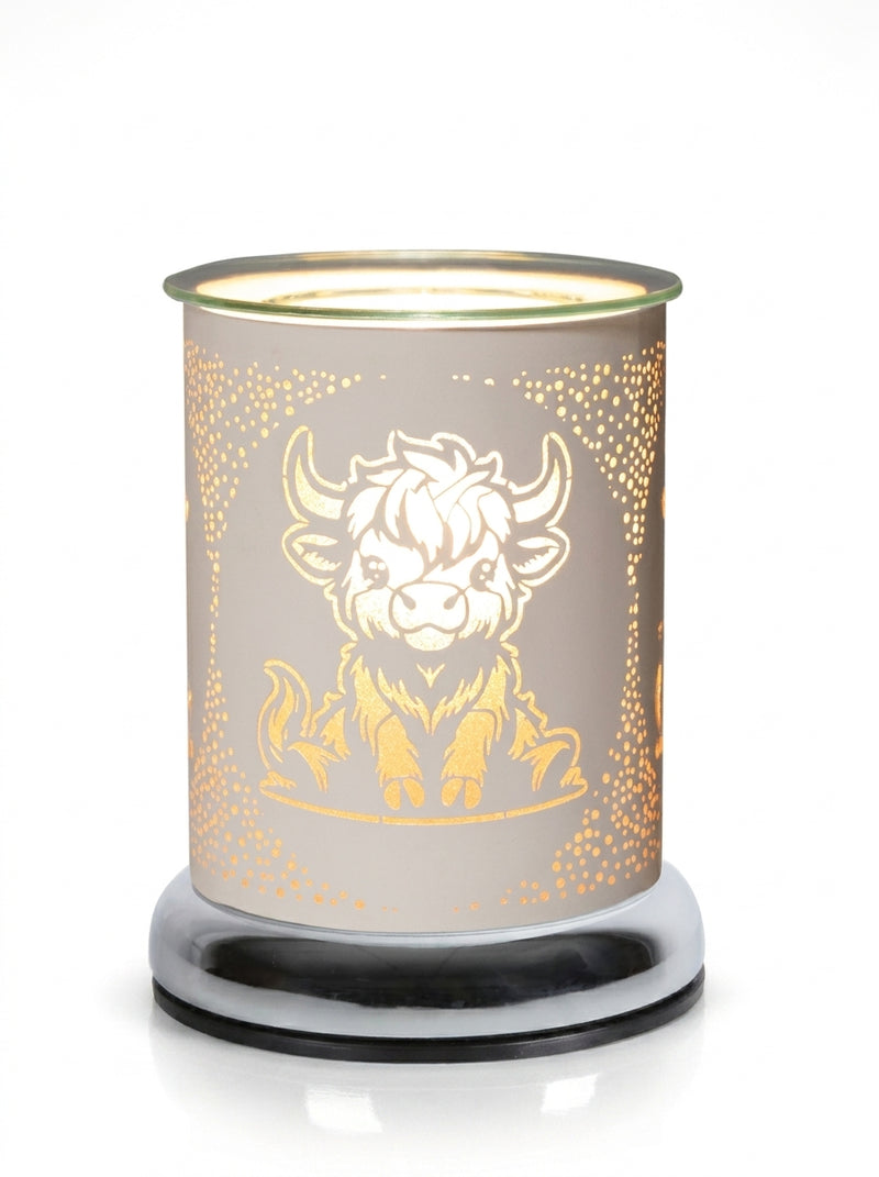 Touch Sensitive Wax Burner, White Highland Cow