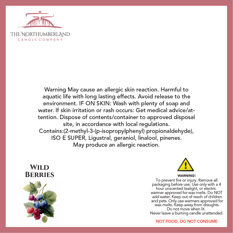 Wild Berries  50g Snap Bar - safety label, ingredients and warnings