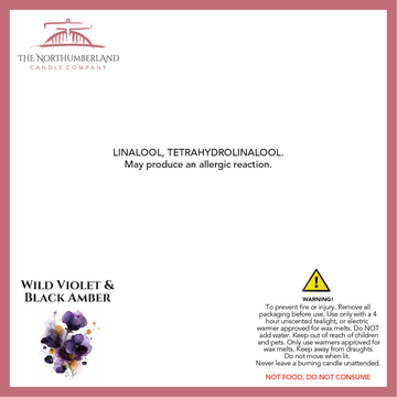 Wild Violet & Black Amber 50g Snap Bar - safety label, ingredients and warnings