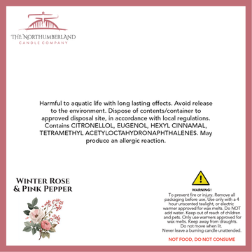 Winter Rose and Pink Pepper Snap Bar - safety label, ingredients and warnings