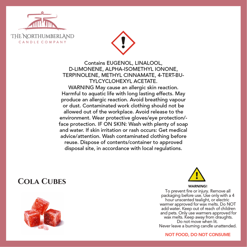 Cola Cubes 50g Snap Bar - safety label, ingredients and warnings
