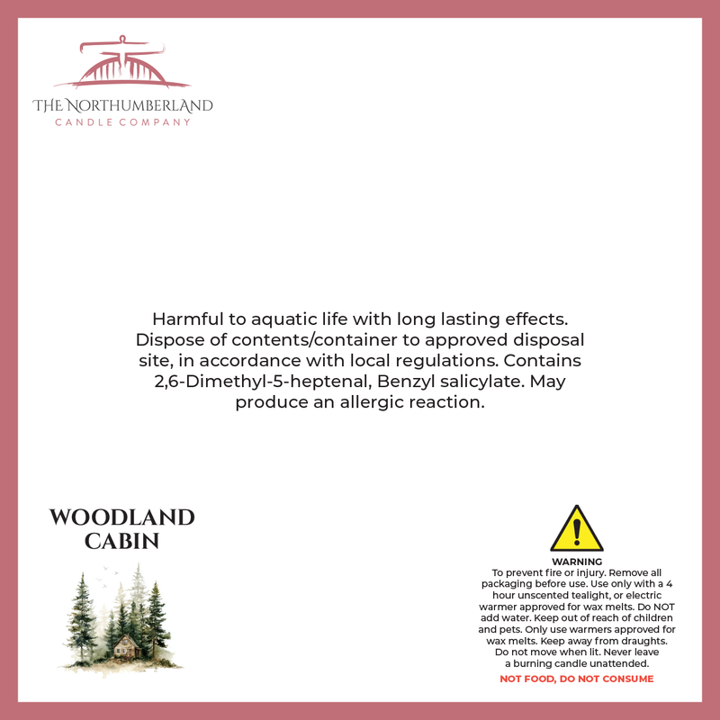 Woodland Cabin 50g Snap Bar - safety label, ingredients and warnings