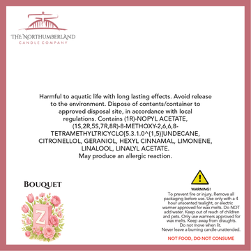 Bouquet 50g Snap Bar - safety label, ingredients and warnings